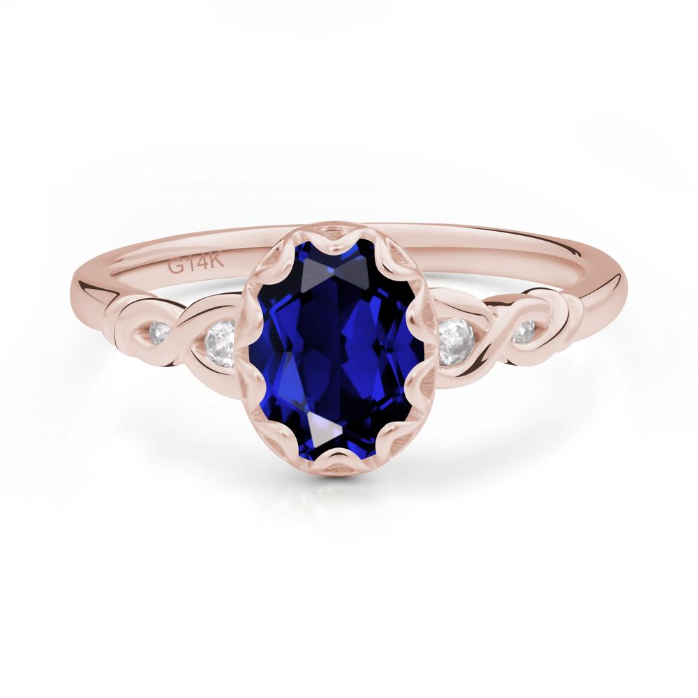 Sapphire Vintage Oval Engagement Ring - LUO Jewelry #metal_14k rose gold