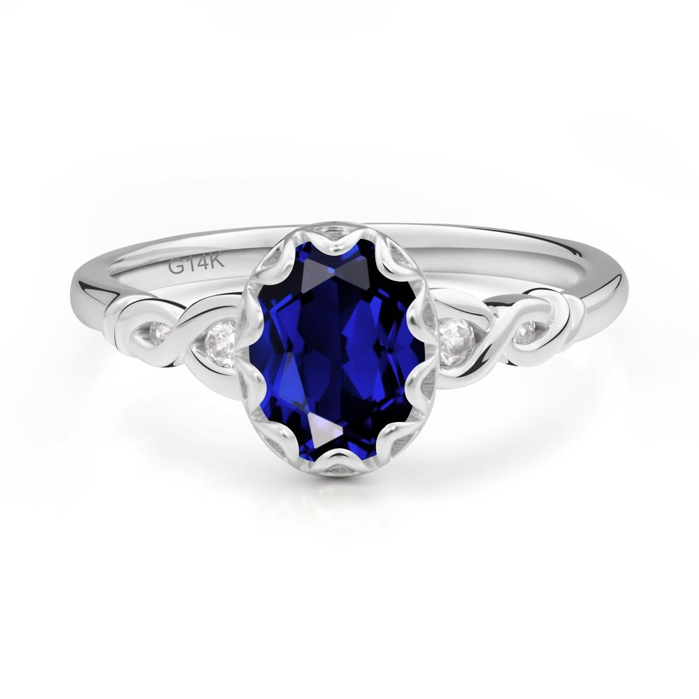 Sapphire Vintage Oval Engagement Ring - LUO Jewelry #metal_14k white gold