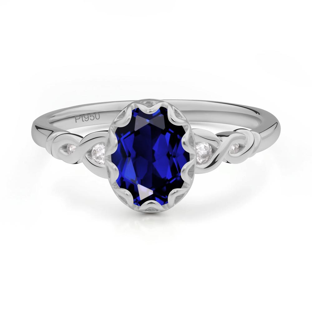 Sapphire Vintage Oval Engagement Ring - LUO Jewelry #metal_platinum