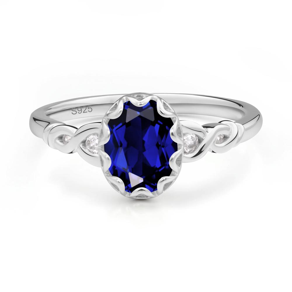Sapphire Vintage Oval Engagement Ring - LUO Jewelry #metal_sterling silver