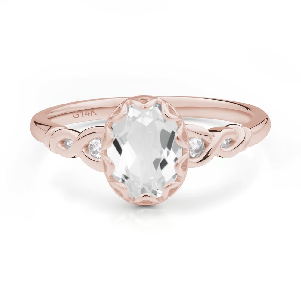 White Topaz Vintage Oval Engagement Ring - LUO Jewelry #metal_14k rose gold