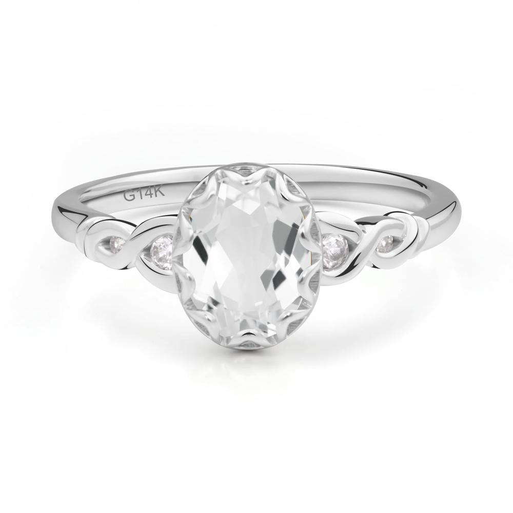 White Topaz Vintage Oval Engagement Ring - LUO Jewelry #metal_14k white gold