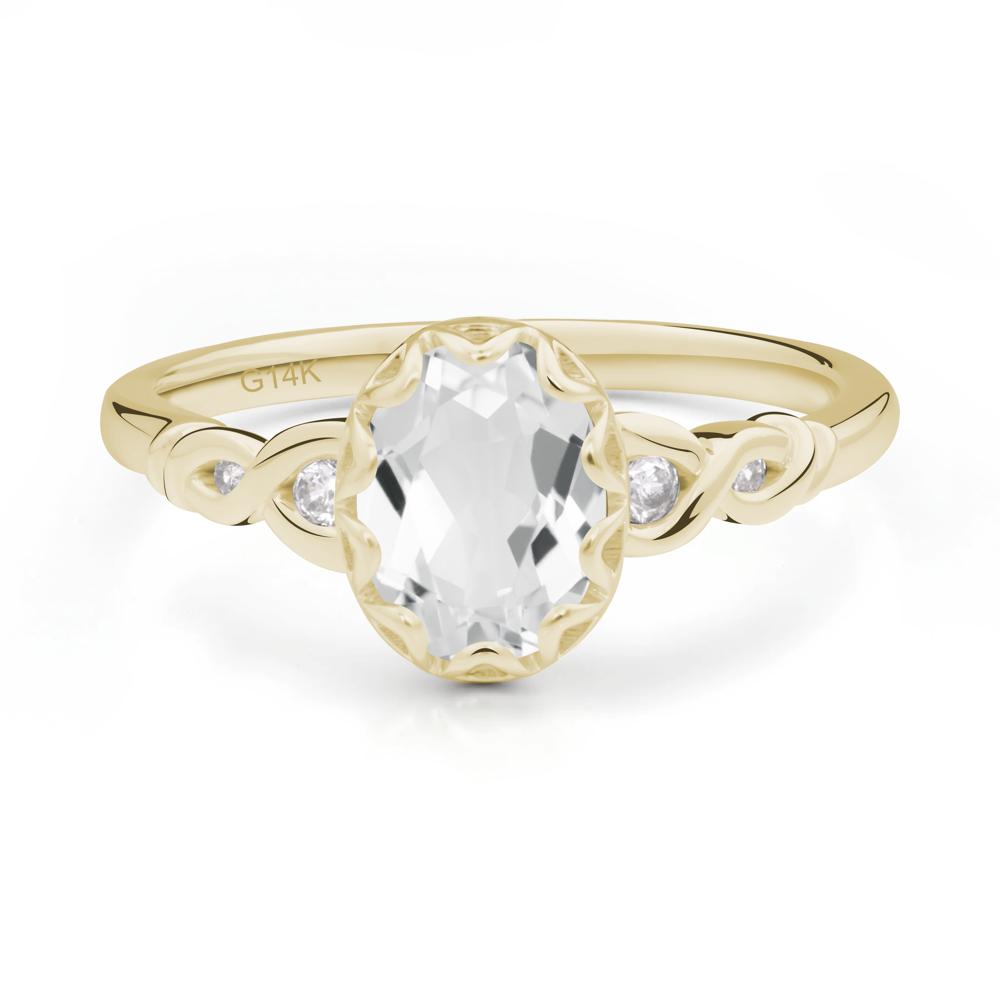White Topaz Vintage Oval Engagement Ring - LUO Jewelry #metal_14k yellow gold