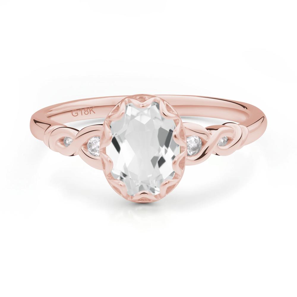 White Topaz Vintage Oval Engagement Ring - LUO Jewelry #metal_18k rose gold