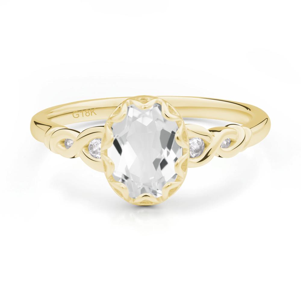 White Topaz Vintage Oval Engagement Ring - LUO Jewelry #metal_18k yellow gold