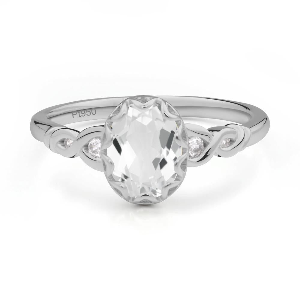 White Topaz Vintage Oval Engagement Ring - LUO Jewelry #metal_platinum
