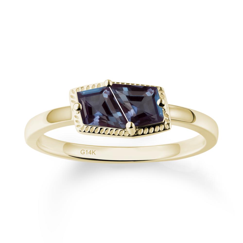 Two Stone Kite Shaped Alexandrite Ring - LUO Jewelry #metal_14k yellow gold