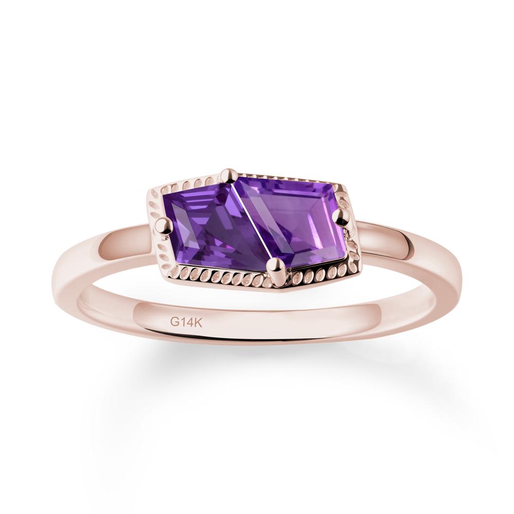 Toi Et Moi Kite Amethyst Ring - LUO Jewelry #metal_14k rose gold