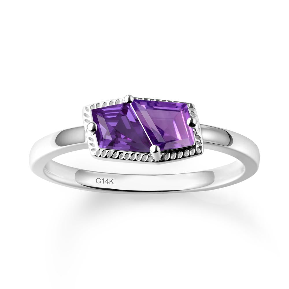 Toi Et Moi Kite Amethyst Ring - LUO Jewelry #metal_14k white gold
