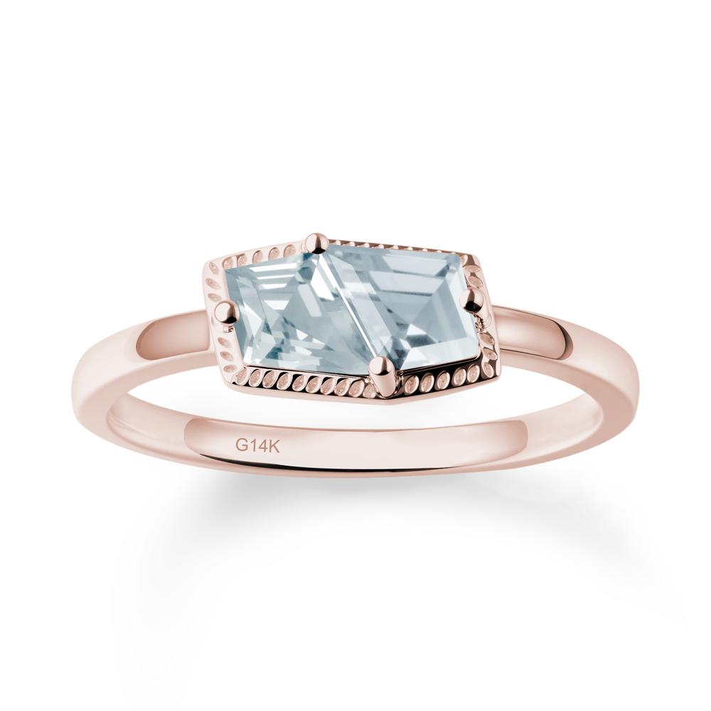 Unique Two Stone Aquamarine Ring In Sterlling Silver - LUO Jewelry #metal_14k rose gold