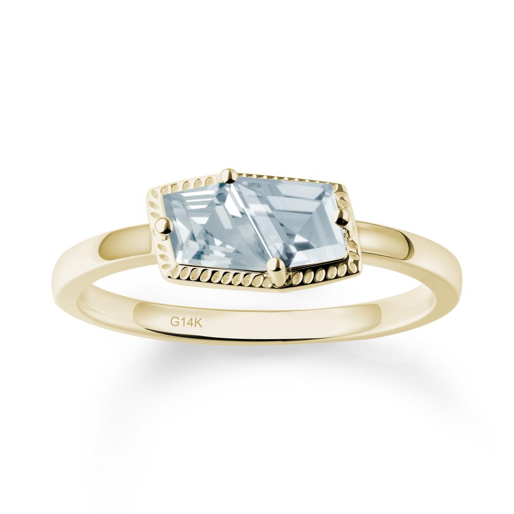 Unique Two Stone Aquamarine Ring In Sterlling Silver - LUO Jewelry #metal_14k yellow gold
