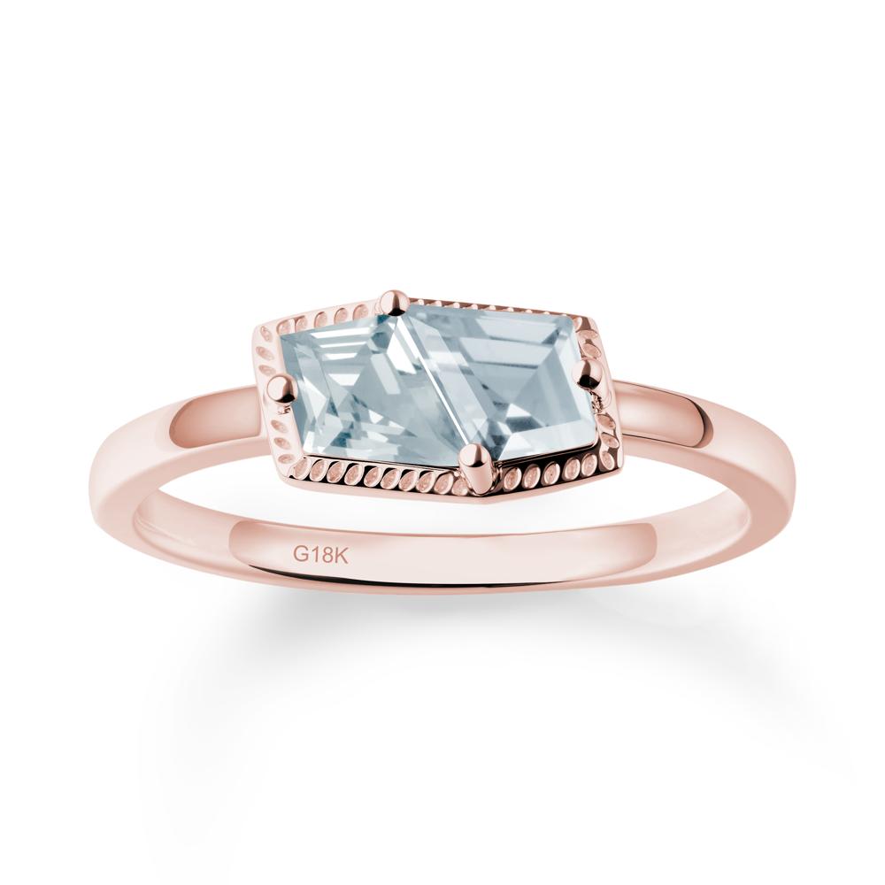 Unique Two Stone Aquamarine Ring In Sterlling Silver - LUO Jewelry #metal_18k rose gold
