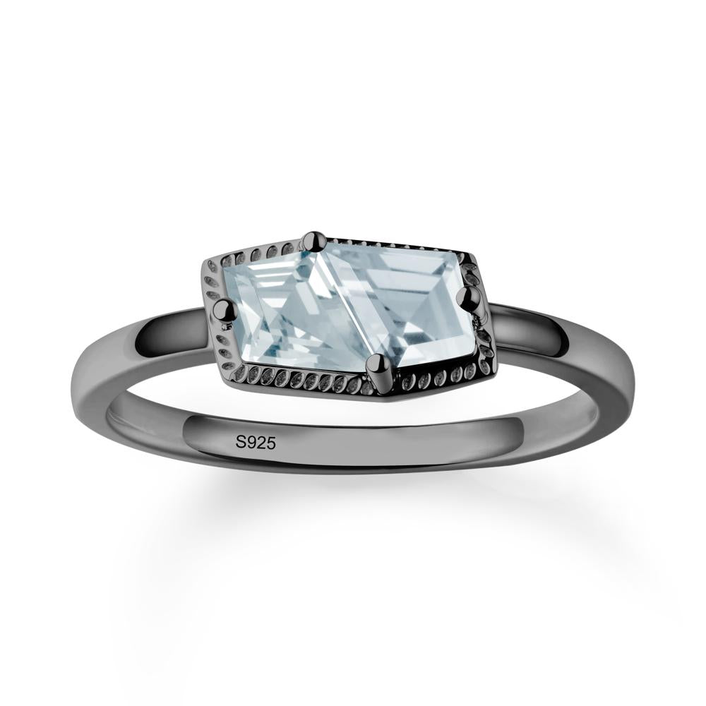 Unique Two Stone Aquamarine Ring In Sterlling Silver - LUO Jewelry #metal_black finish sterling silver