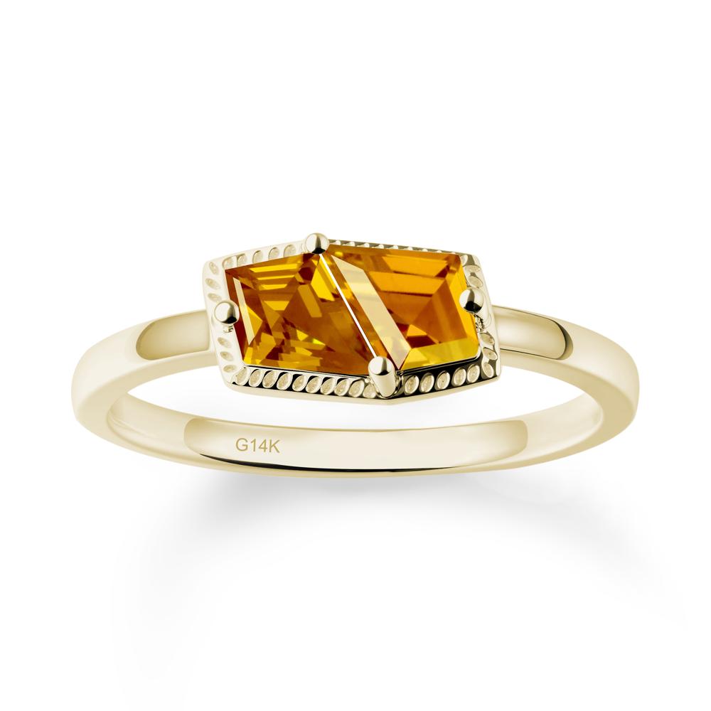 Two Stone Kite Shaped Citrine Ring - LUO Jewelry #metal_14k yellow gold