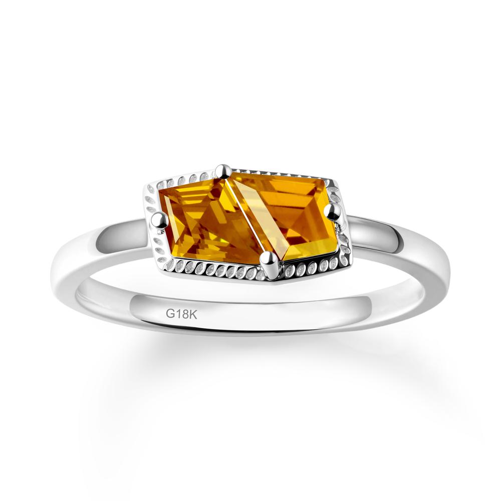 Two Stone Kite Shaped Citrine Ring - LUO Jewelry #metal_18k white gold