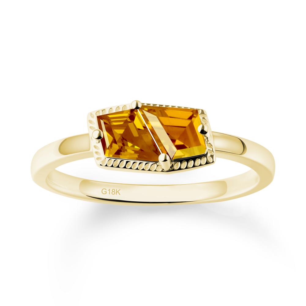 Two Stone Kite Shaped Citrine Ring - LUO Jewelry #metal_18k yellow gold