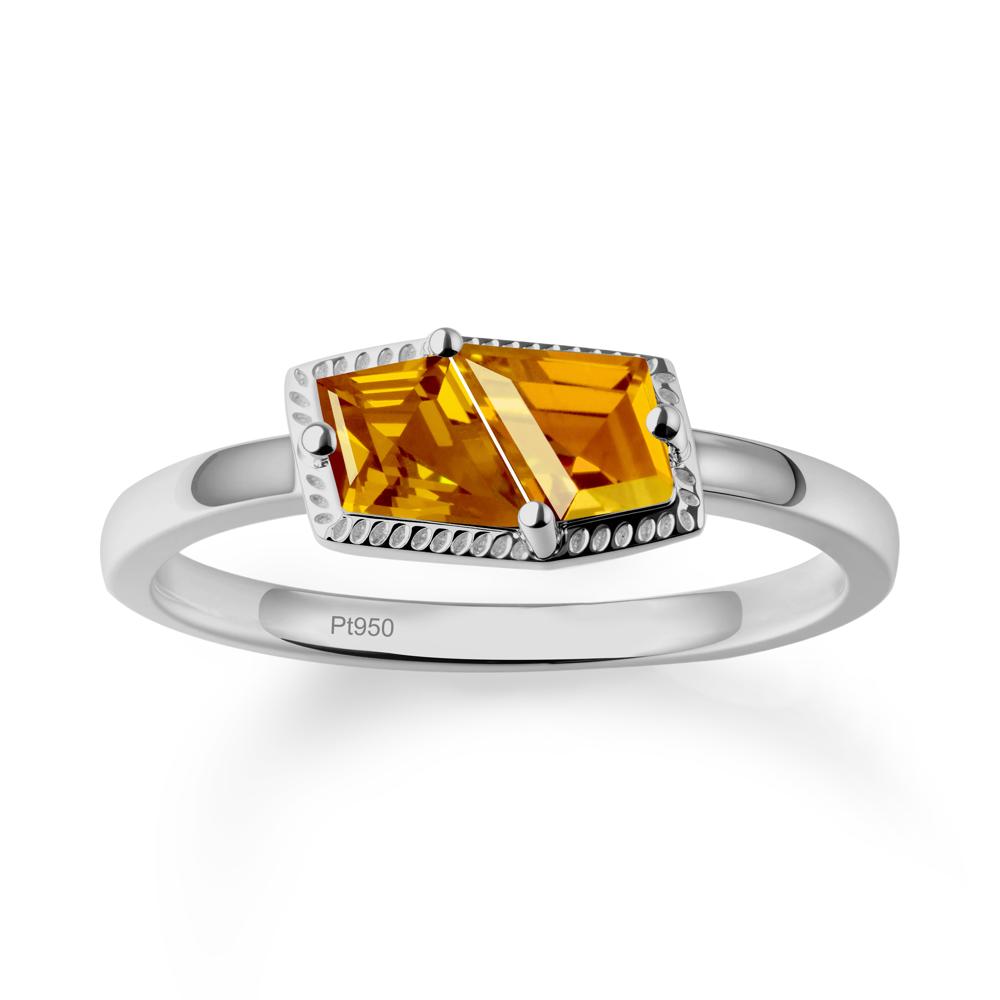 Two Stone Kite Shaped Citrine Ring - LUO Jewelry #metal_platinum