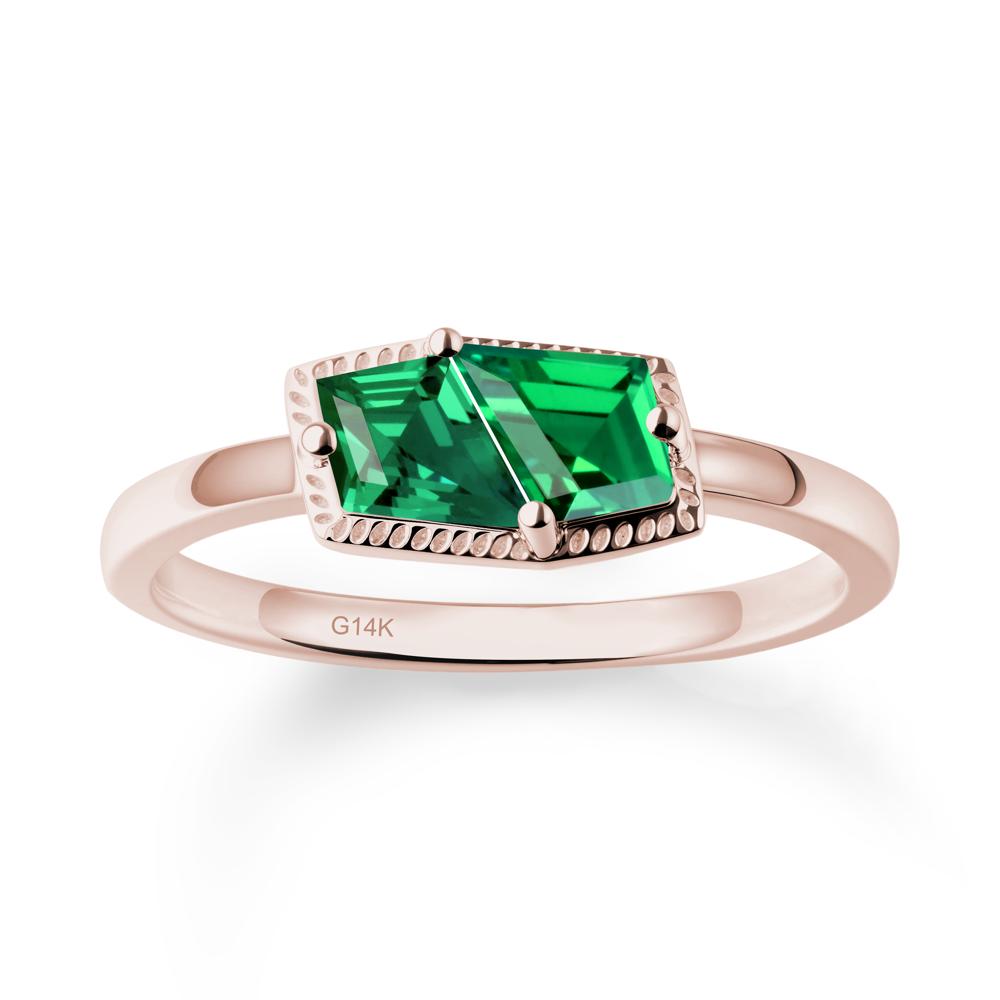 Toi Et Moi Kite Emerald Ring - LUO Jewelry #metal_14k rose gold