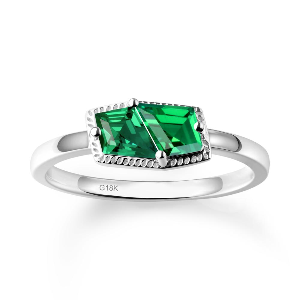 Toi Et Moi Kite Emerald Ring - LUO Jewelry #metal_18k white gold