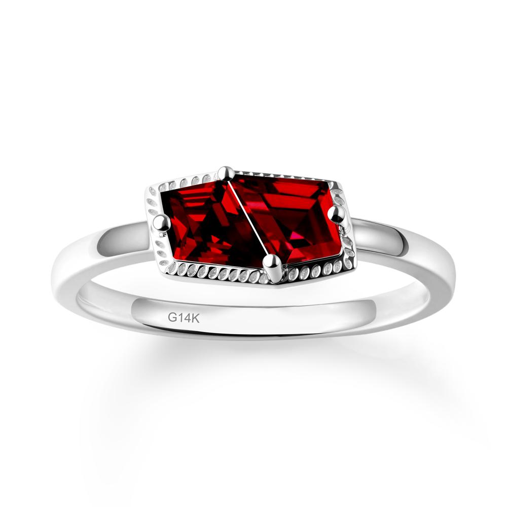 Unique Two Stone Garnet Ring In Sterlling Silver - LUO Jewelry #metal_14k white gold