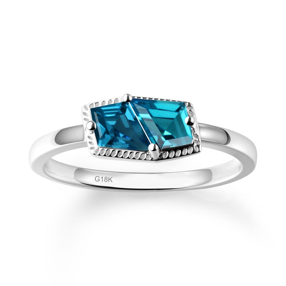 Two Stone Kite Shaped London Blue Topaz Ring - LUO Jewelry #metal_18k white gold