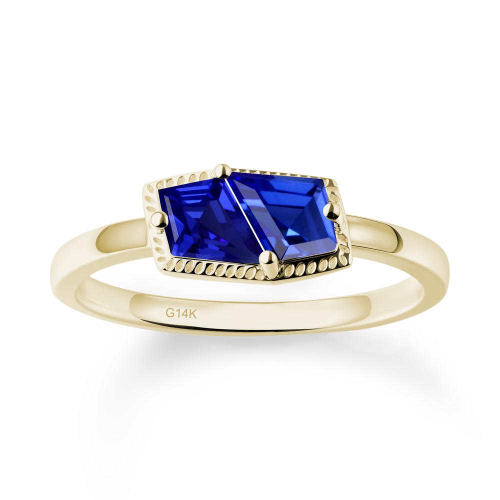 Two Stone Kite Shaped Sapphire Ring - LUO Jewelry #metal_14k yellow gold