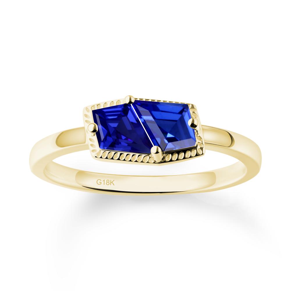 Two Stone Kite Shaped Sapphire Ring - LUO Jewelry #metal_18k yellow gold