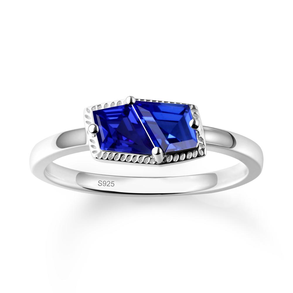 Two Stone Kite Shaped Sapphire Ring - LUO Jewelry #metal_sterling silver