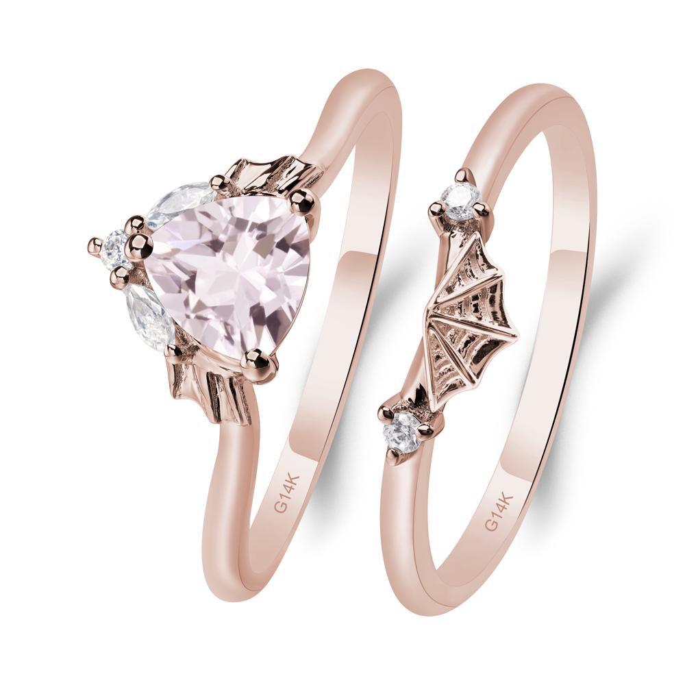 Morganite Gothic Wedding Ring Sets - LUO Jewelry #metal_xxxxx