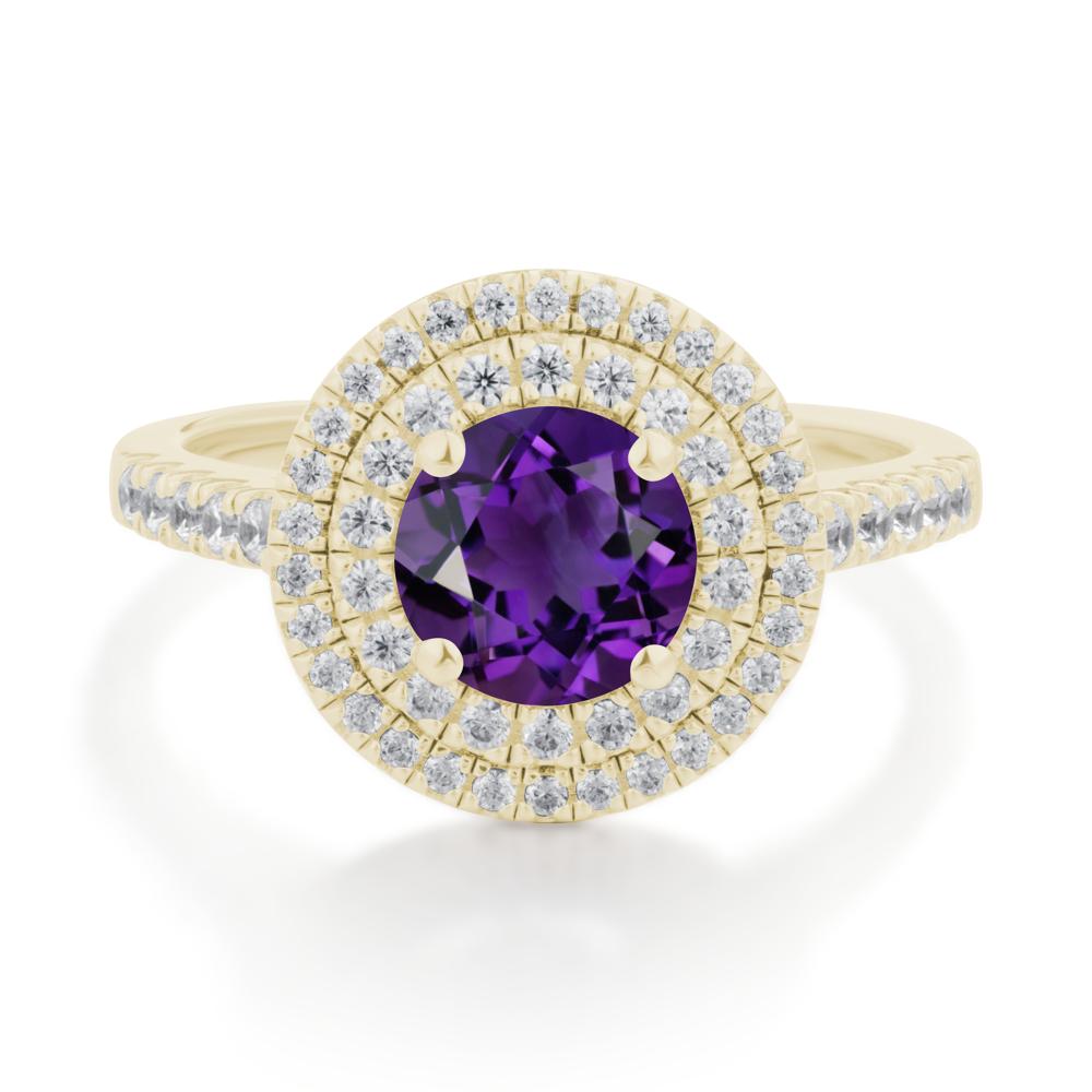 Amethyst Ring Double Halo - LUO Jewelry #metal_14k yellow gold