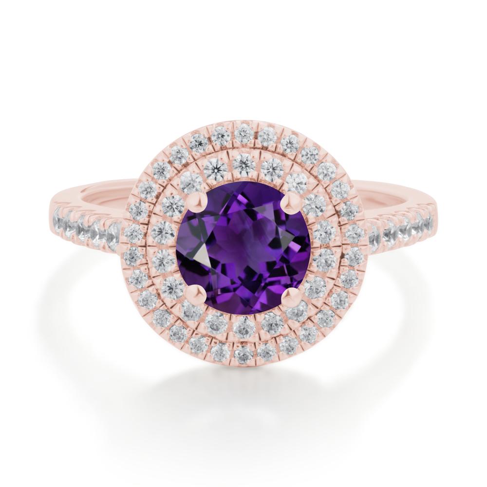 Amethyst Ring Double Halo - LUO Jewelry #metal_18k rose gold