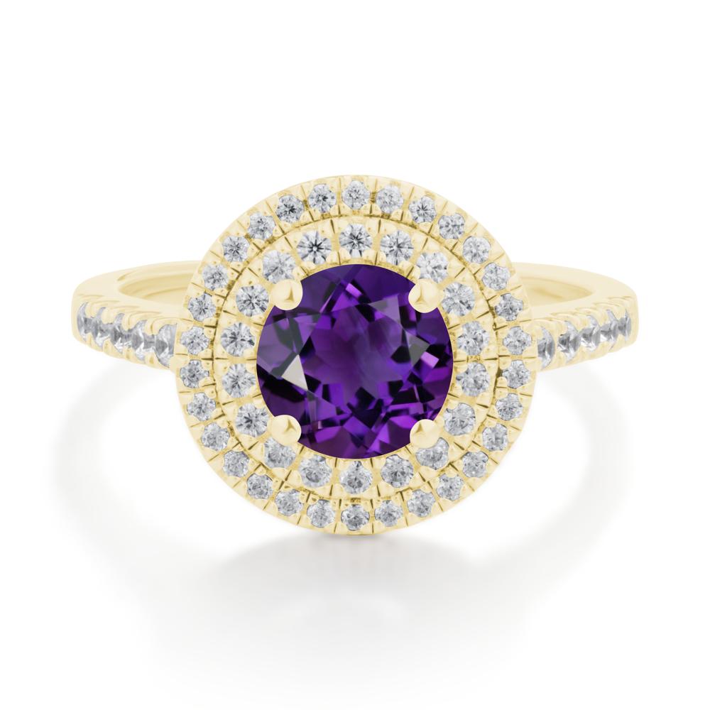 Amethyst Ring Double Halo - LUO Jewelry #metal_18k yellow gold