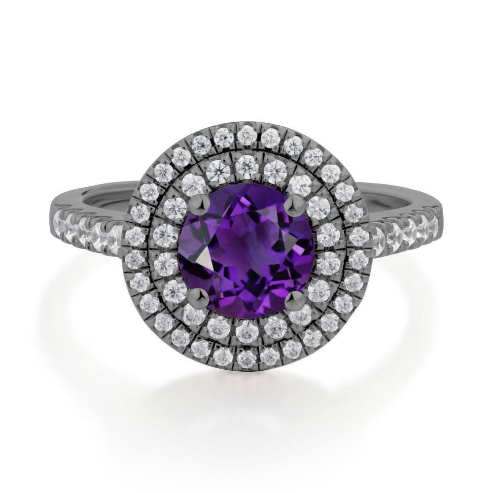 Amethyst Ring Double Halo - LUO Jewelry #metal_black finish sterling silver