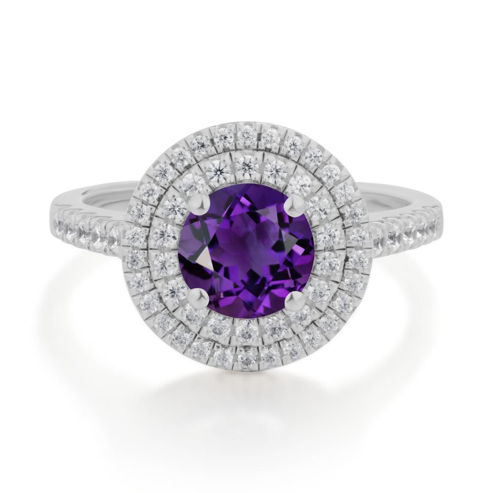 Amethyst Ring Double Halo - LUO Jewelry #metal_platinum