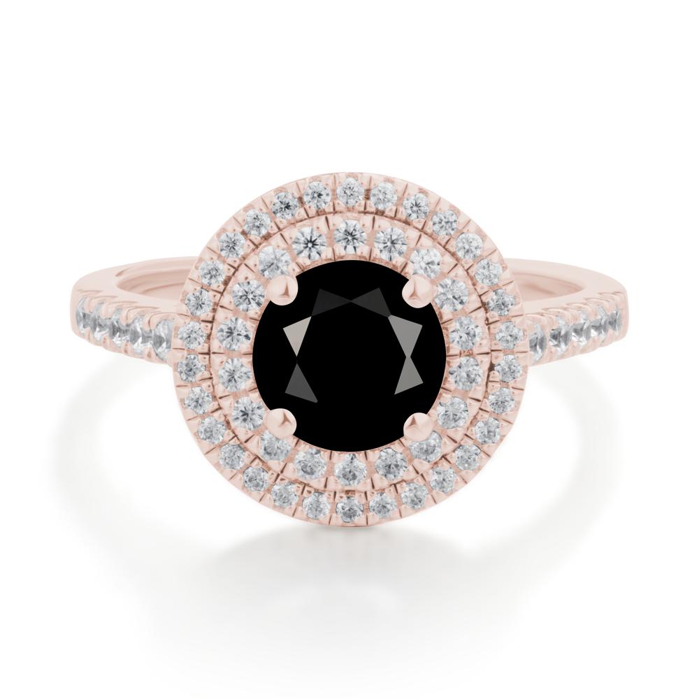 Black Spinel Ring Double Halo - LUO Jewelry #metal_14k rose gold