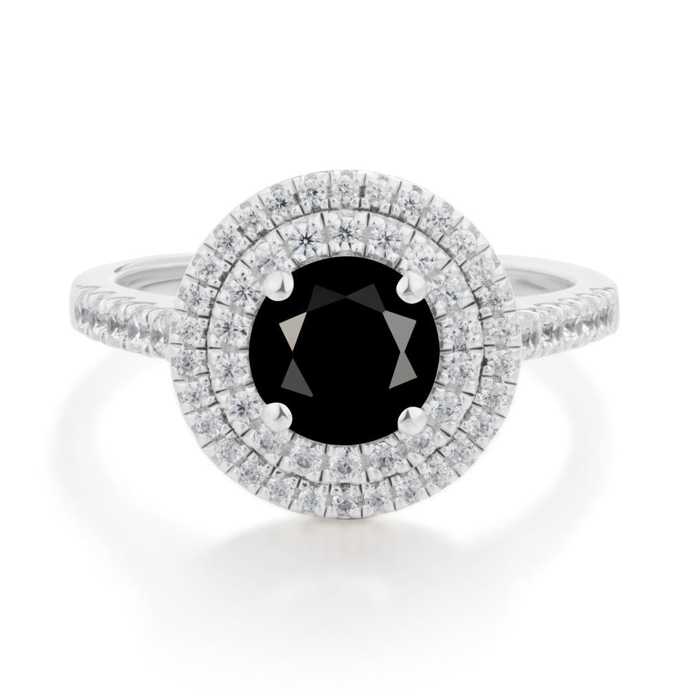 Black Spinel Ring Double Halo - LUO Jewelry #metal_14k white gold