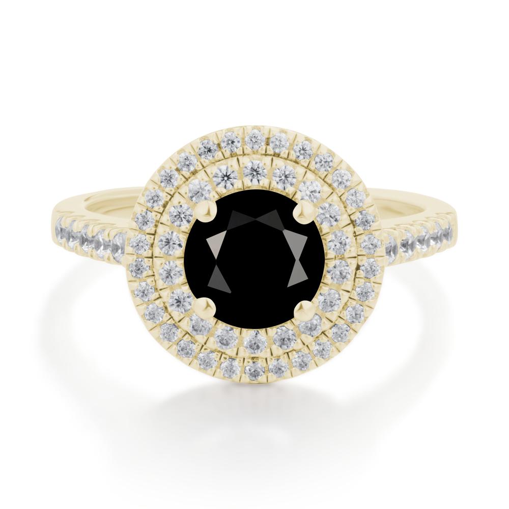 Black Spinel Ring Double Halo - LUO Jewelry #metal_14k yellow gold