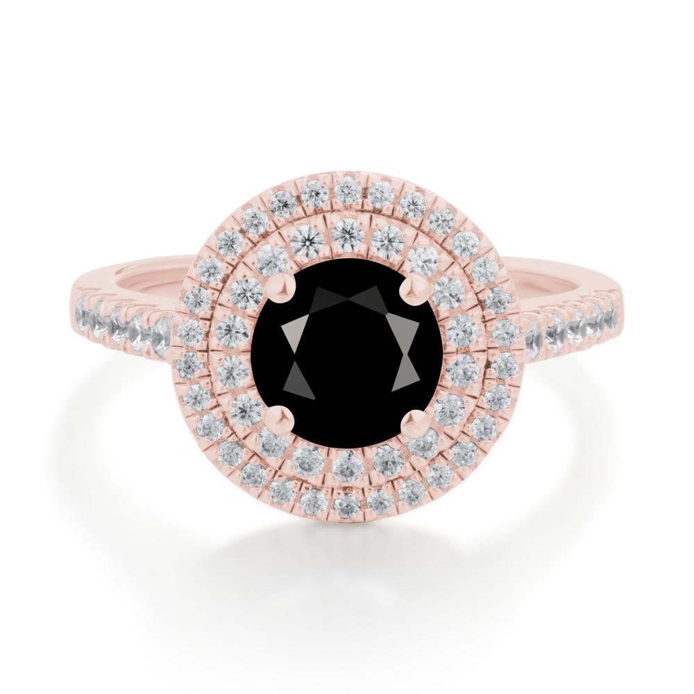 Black Spinel Ring Double Halo - LUO Jewelry #metal_18k rose gold