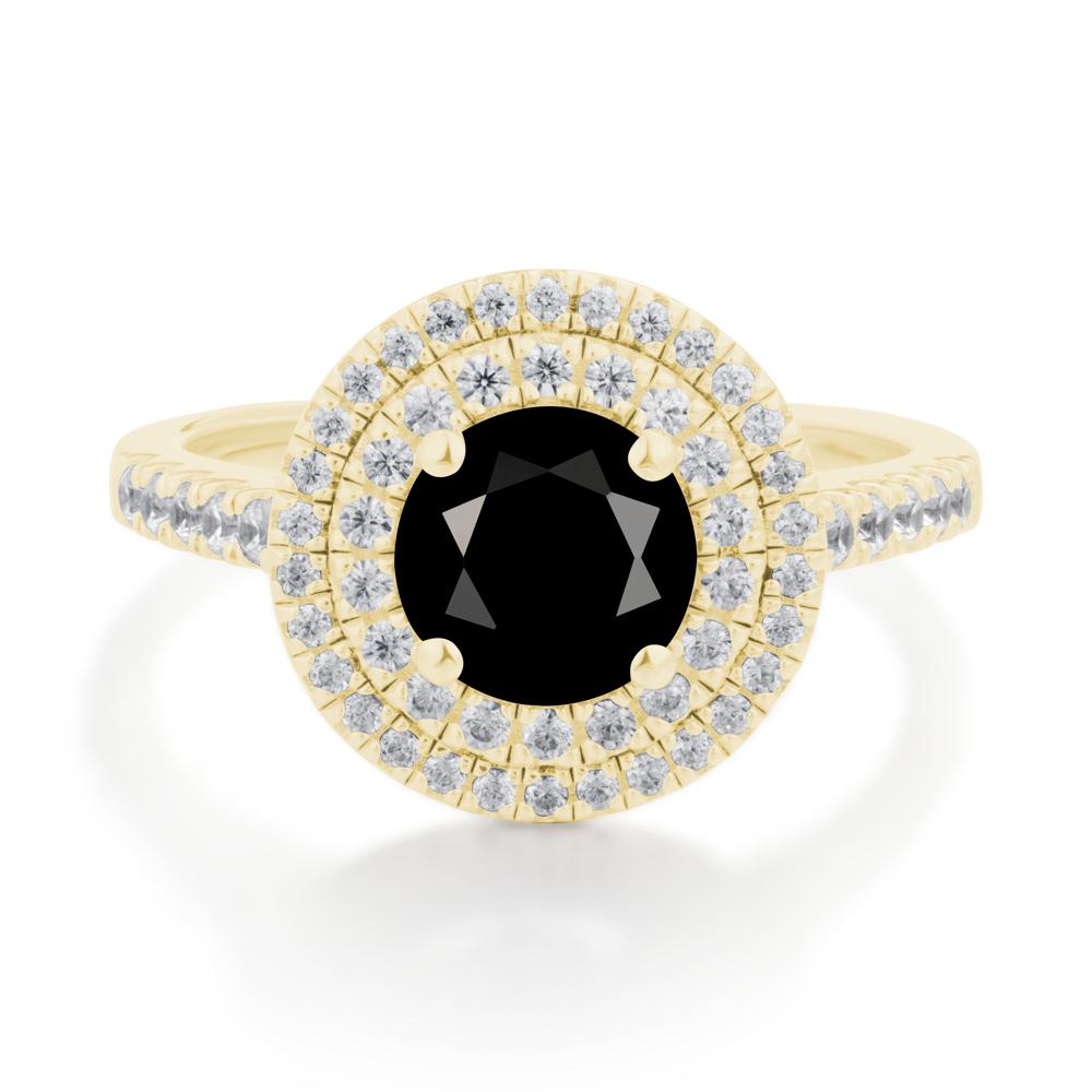 Black Spinel Ring Double Halo - LUO Jewelry #metal_18k yellow gold