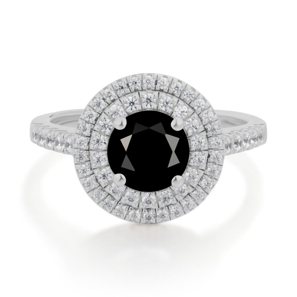 Black Spinel Ring Double Halo - LUO Jewelry #metal_platinum