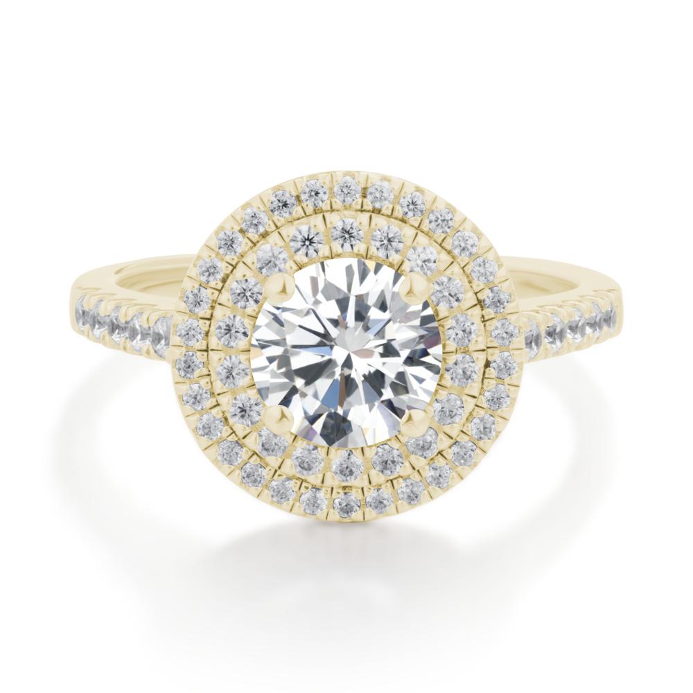 Cubic Zirconia Ring Double Halo - LUO Jewelry #metal_14k yellow gold