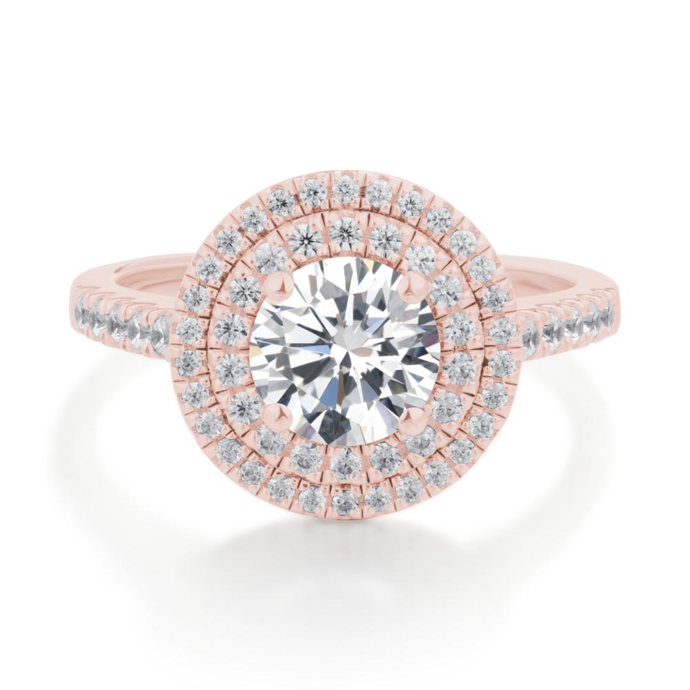 Cubic Zirconia Ring Double Halo - LUO Jewelry #metal_18k rose gold