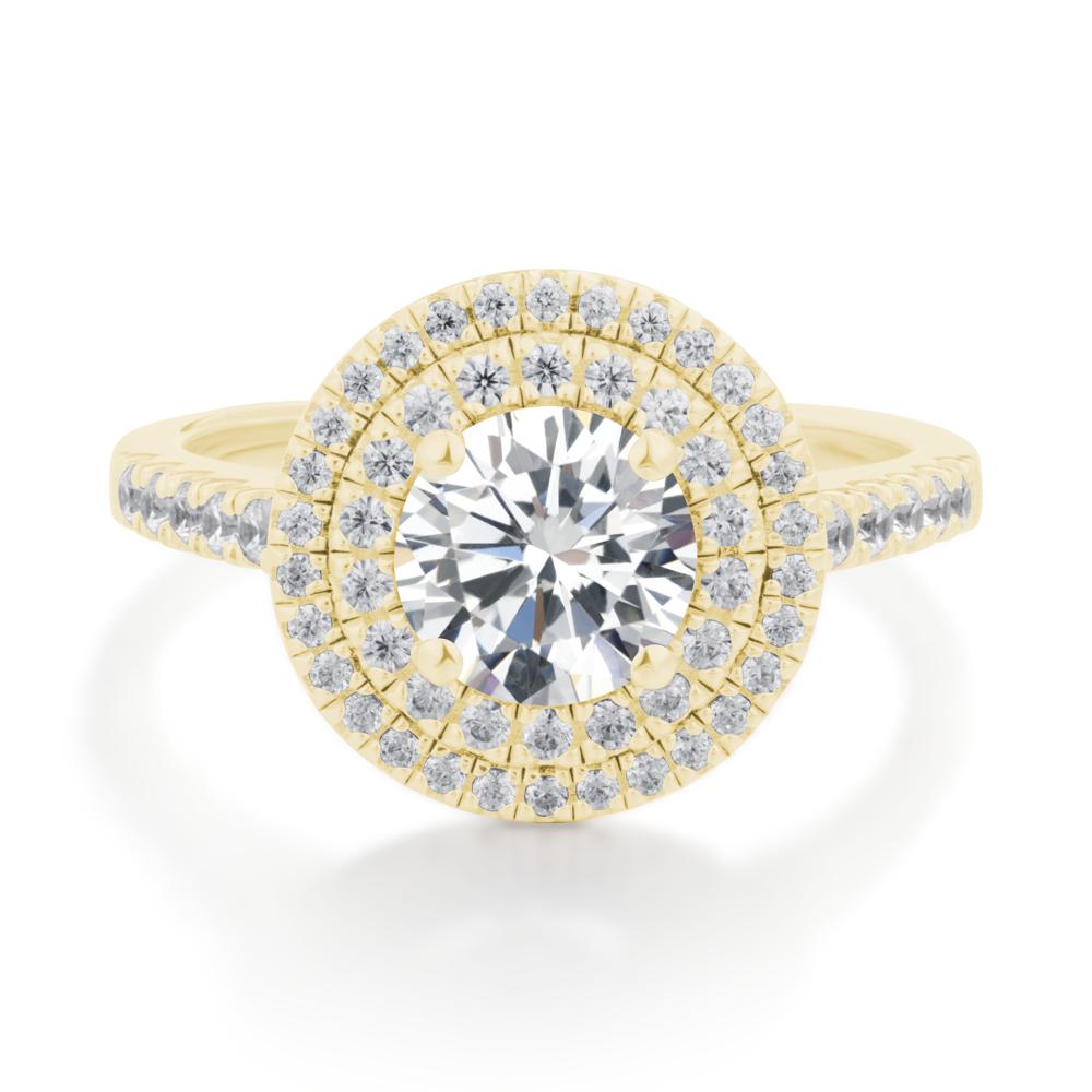 Cubic Zirconia Ring Double Halo - LUO Jewelry #metal_18k yellow gold