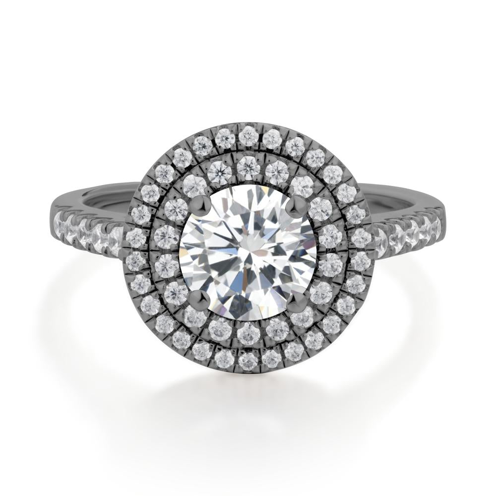 Cubic Zirconia Ring Double Halo - LUO Jewelry #metal_black finish sterling silver