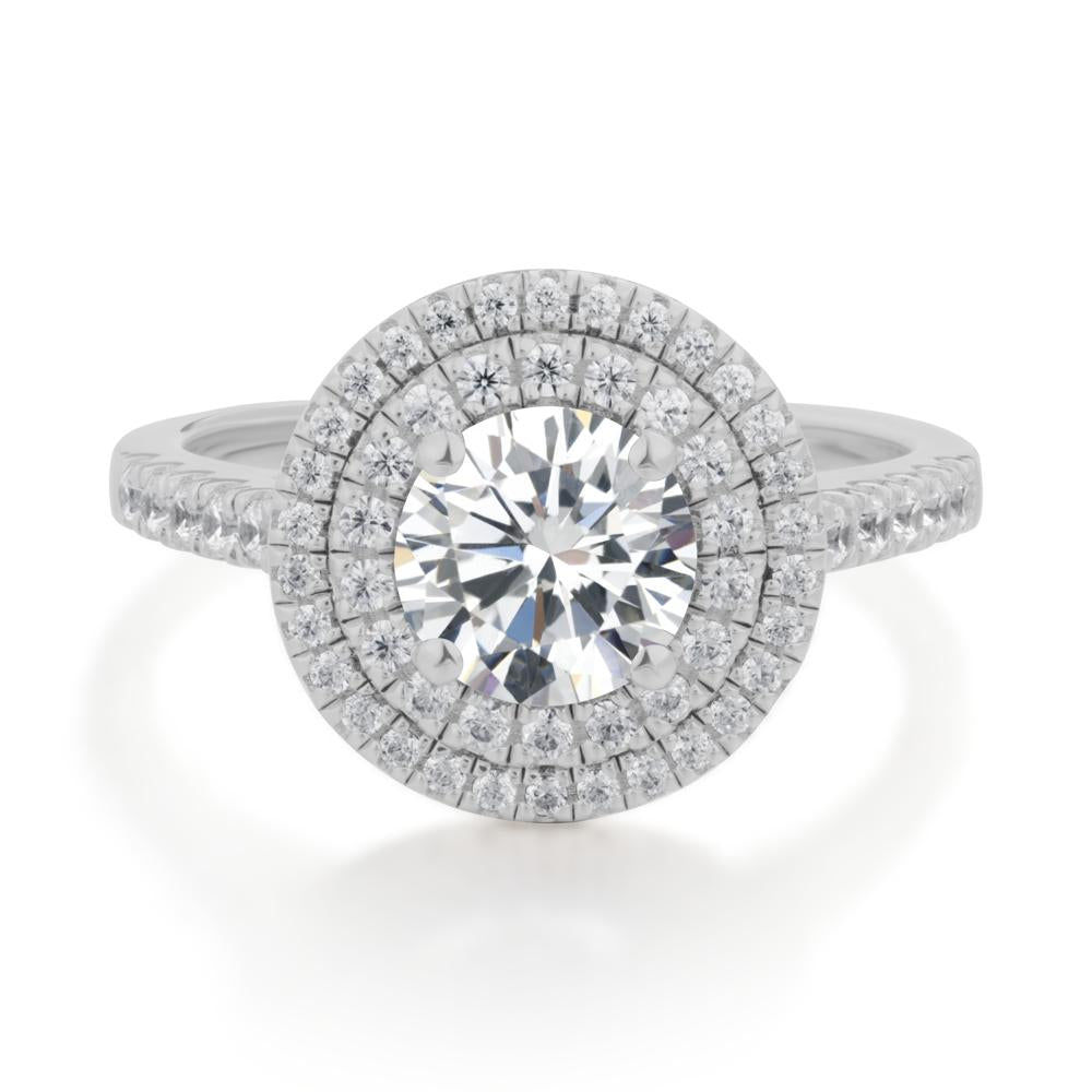 Cubic Zirconia Ring Double Halo - LUO Jewelry #metal_platinum