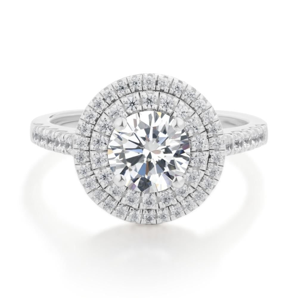 Cubic Zirconia Ring Double Halo - LUO Jewelry #metal_sterling silver