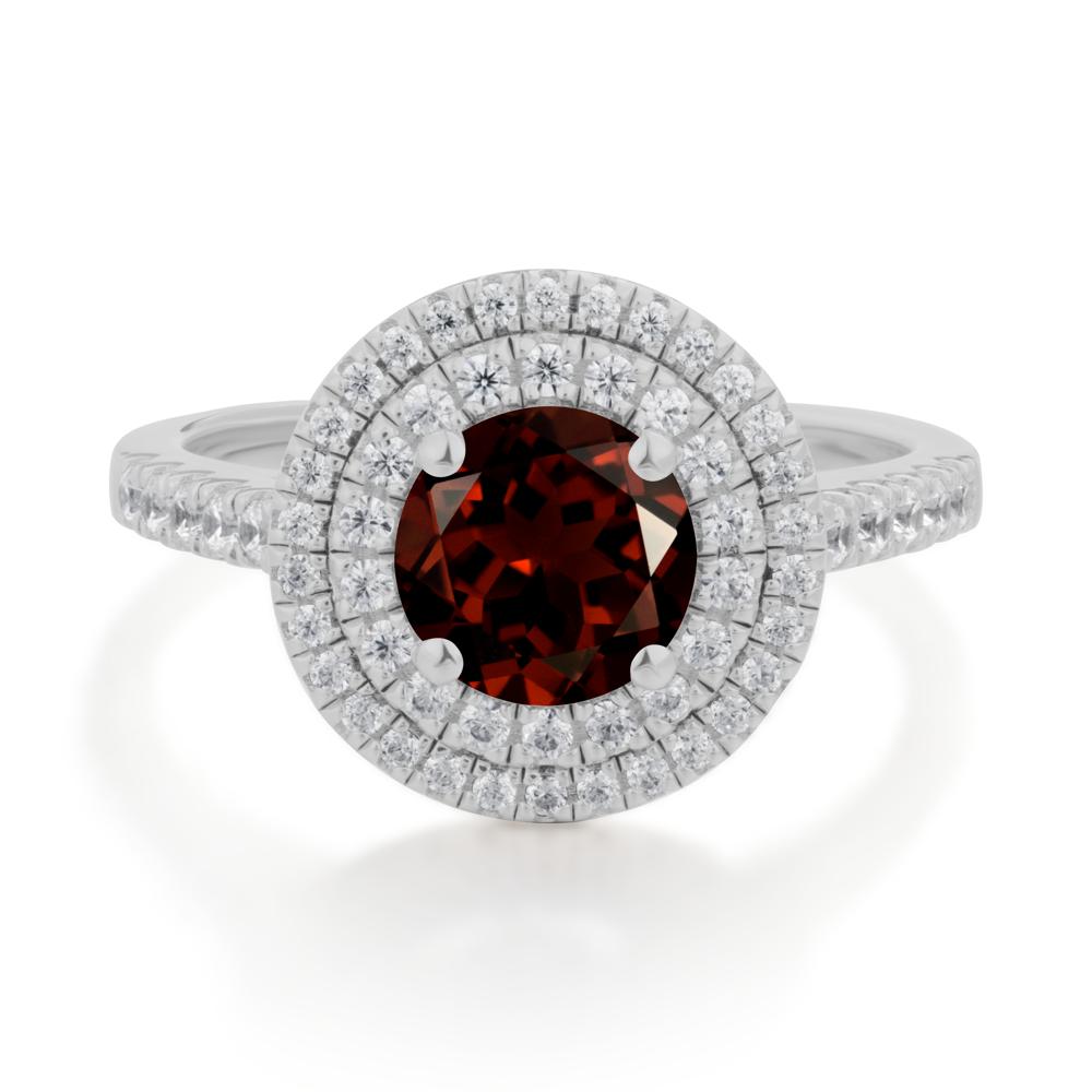 Round Garnet Double Halo Engagement Ring - LUO Jewelry #metal_platinum