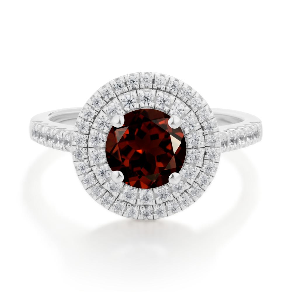 Round Garnet Double Halo Engagement Ring - LUO Jewelry #metal_sterling silver
