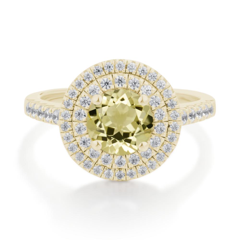 Lemon Quartz Ring Double Halo - LUO Jewelry #metal_14k yellow gold