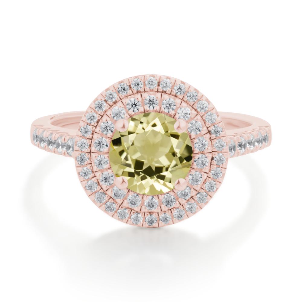Lemon Quartz Ring Double Halo - LUO Jewelry #metal_18k rose gold